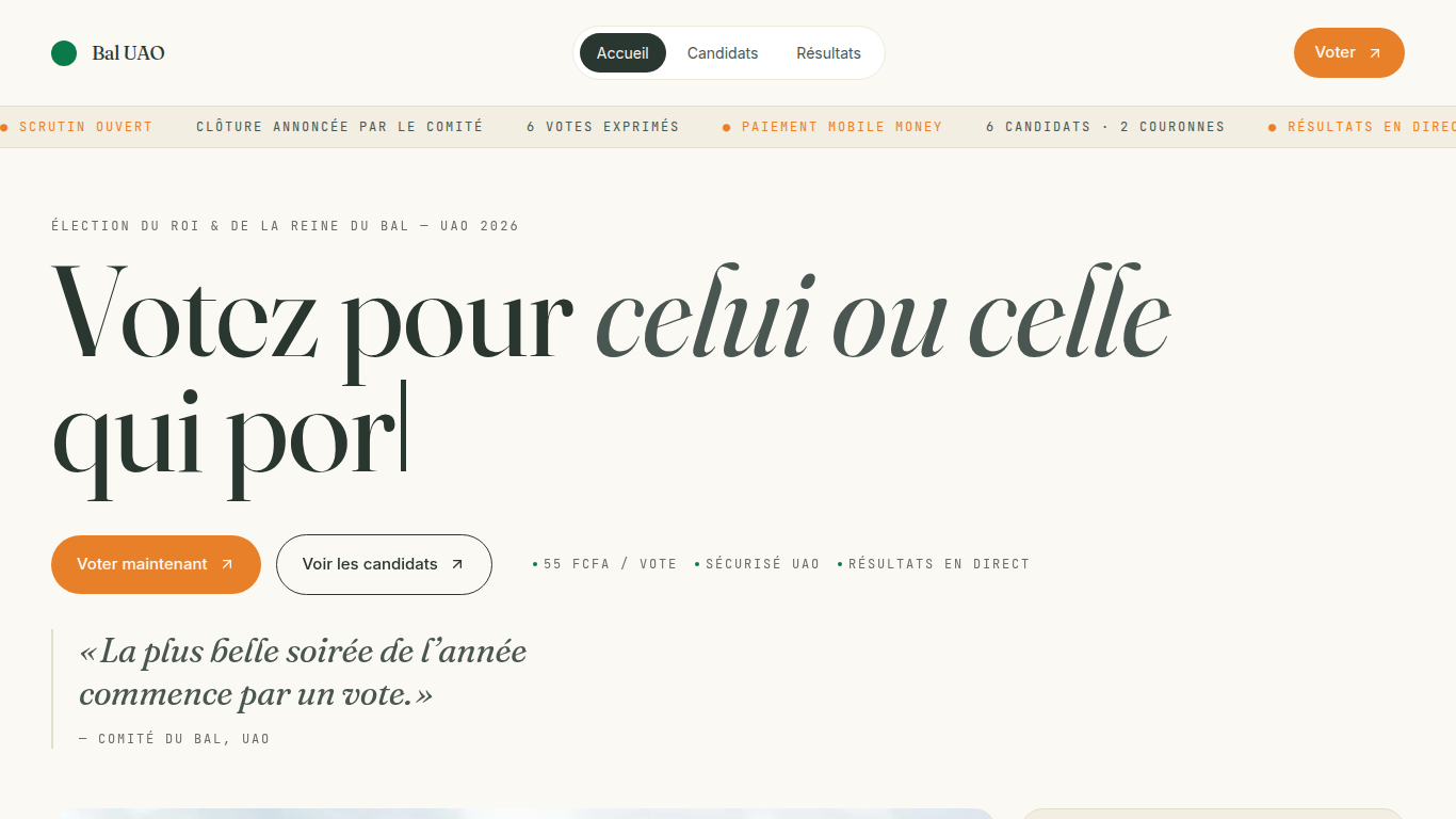 Bal UAO — Vote en ligne